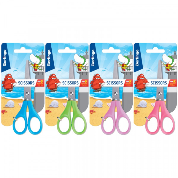 Ножницы детские Berlingo 13,5см, ассорти, европодвес DNn_14026