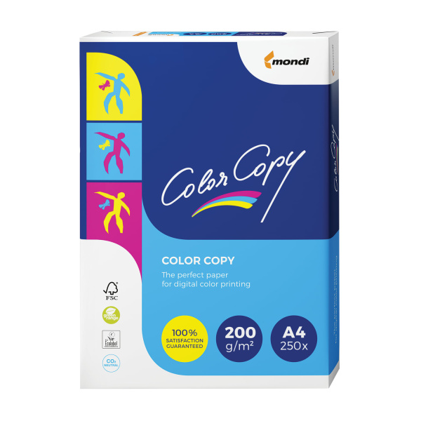 Бумага А4 COLOR COPY белая 200г/м 250л.д/полноцв.печ. класс"А++"Австрия, белизн 161%(CIE), ш/к 04288