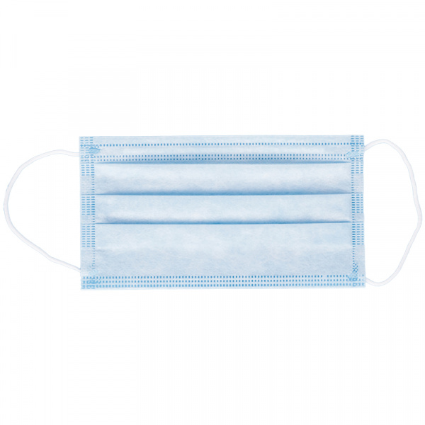 Маска медицинская, набор 50шт. одноразовая OfficeClean 3-х сл. с носовым фиксатором на резинках, пак