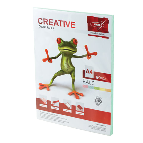 Бумага CREATIVE color (Креатив) А4, 80г/м, 100 л. пастель зеленая, БПpr-100з, ш/к 41874  Бумага CREATIVE color (Креатив) А4, 80г/м, 100 л. пастель зеленая, БПpr-100з, ш/к 41874