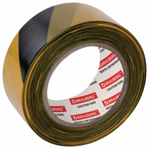 Лента сигнальная желто-черная 50мм*200м, BRAUBERG "Грандмастер", основа полиэтилен