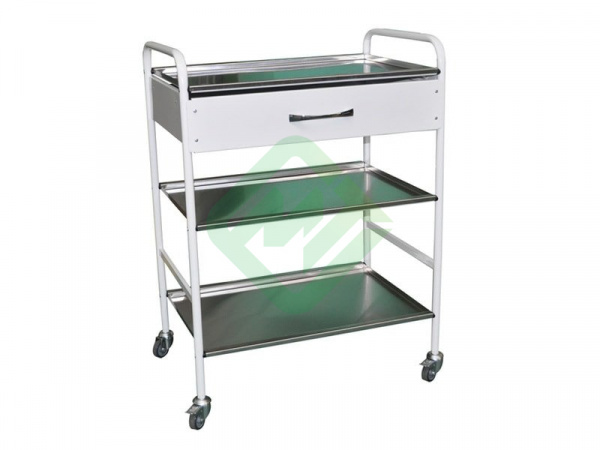 Столик манипуляционный Ратон-МедТех СИ-06 3 полки: нержавеющая сталь 1 ящик. Размеры: 640*450*880мм