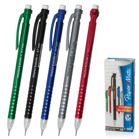 Карандаш механический PAPER MATE "2020", корпус ассорти, ластик, 0,7 мм, S0686151