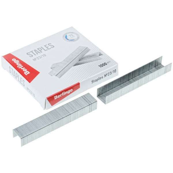 Скобы для степлера №23/10 Berlingo, оцинкованные, 1000шт. DSk_23100