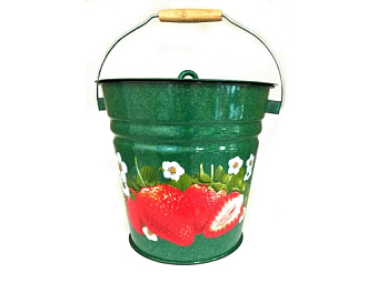 Ведро эмалированное 12л с крышкой "Клубника садовая", 1с28с