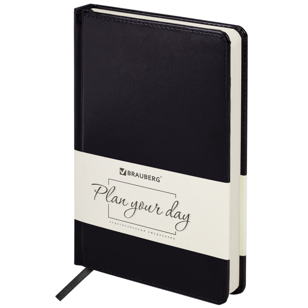 Ежедневник недатированный А5 (138х213мм) BRAUBERG "Imperial", под кожу, 160 л., черный