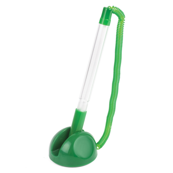 Ручка шариковая настольная BRAUBERG на пружинке, на подставке, цвет корпуса зеленый, 141350, синяя Ручка шариковая настольная BRAUBERG на пружинке, на подставке, цвет корпуса зеленый, 141350, синяя