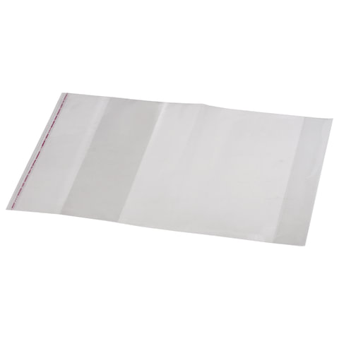 Обложка ПП для учебника, универсальная, прозрачная, КЛЕЙКИЙ КРАЙ, 80мкм, 232х400мм, 16.13