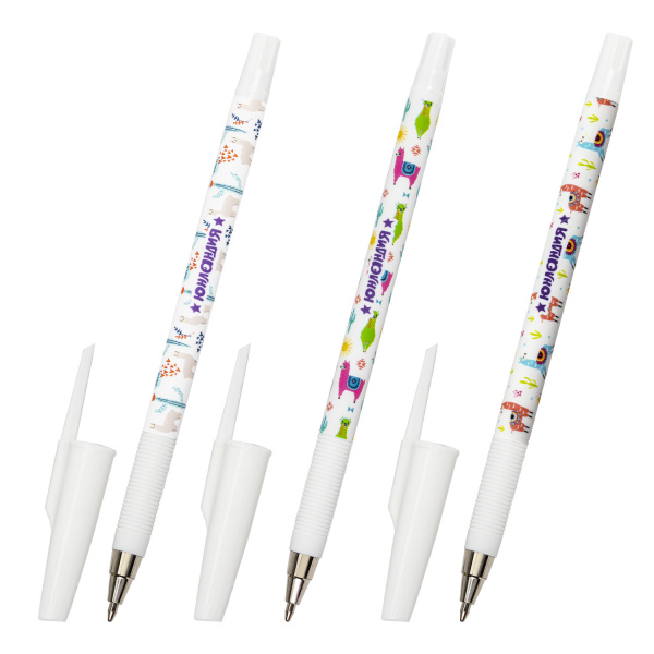 Ручка шариковая ЮНЛАНДИЯ "LAMA", синяя, SOFT-TOUCH покрытие, узел 0,7 мм, линия 0,35мм, 143735