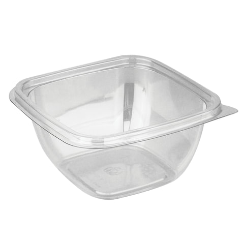 Одноразовый контейнер квадратный, 500 мл, БЕЗ КРЫШКИ, 126х126х60 мм, ПЭТ, прозрачный, крышка 604319