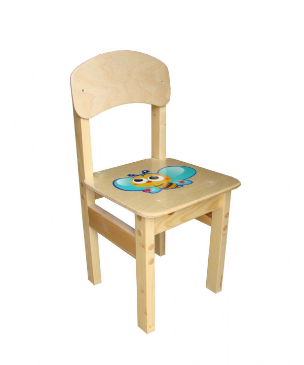 Стул детский из массива "Гномик" с рисунком 3гр