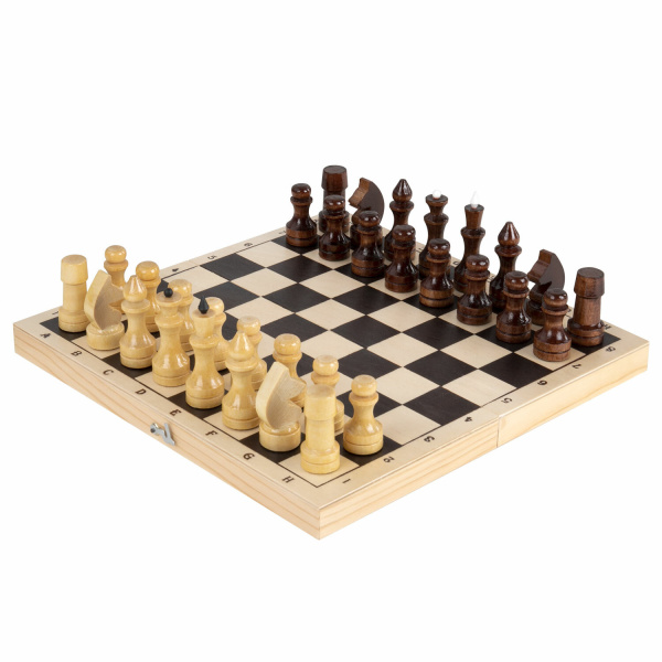 Шахматы обиходные, деревянные, лакированные, глянцевые, доска 29х29 см, ЗОЛОТАЯ СКАЗКА, 665362