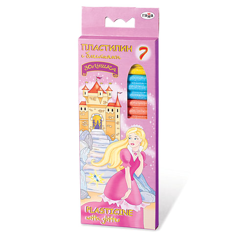 Пластилин ГАММА "Золушка", 7цв., 125 г, со стеком, 280034