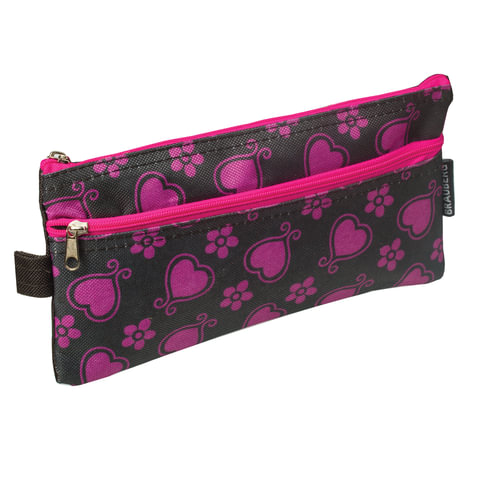Пенал-косметичка BRAUBERG под бархат, Нежные сердца, 22*11*1см, 223899