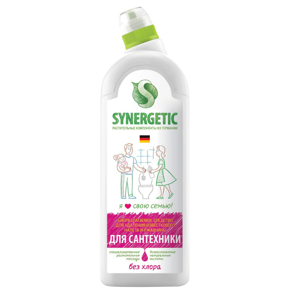 Средство для удаления известкового налета и ржавчины SYNERGETIC 1л, биоразлагаемое, гель, 104100 