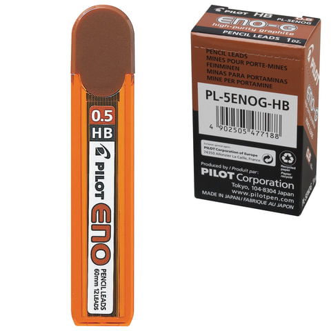 Грифель запасной PILOT PL-5ENOG, HB, полимерный, 0,5 мм, 12 штук  Грифель запасной PILOT PL-5ENOG, HB, полимерный, 0,5 мм, 12 штук