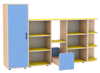 Спальня "Алиса". Размеры: 1990х400х1200мм. Цвет: клен, светло-синий, кремовый. П4