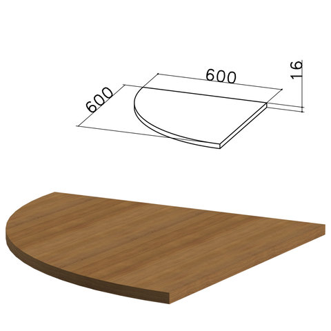 Стол приставной угловой "Канц", 600х600х750 мм, БЕЗ ОПОРЫ, цв.орех, ПК34.9