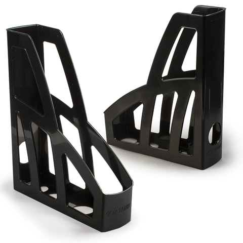 Лотки вертикальные для бумаг СТАММ, набор 2 шт., "Лидер", ширина 75 мм, черные