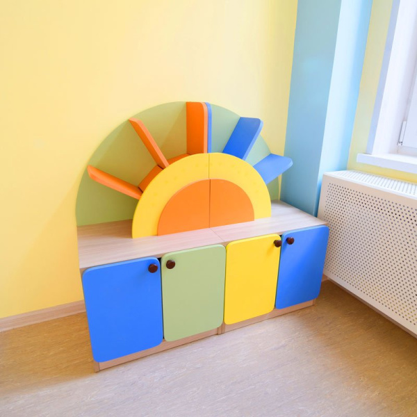 Стенка модульная «Радуга» модуль №2 (цветной фасад) 1200*400*1484мм