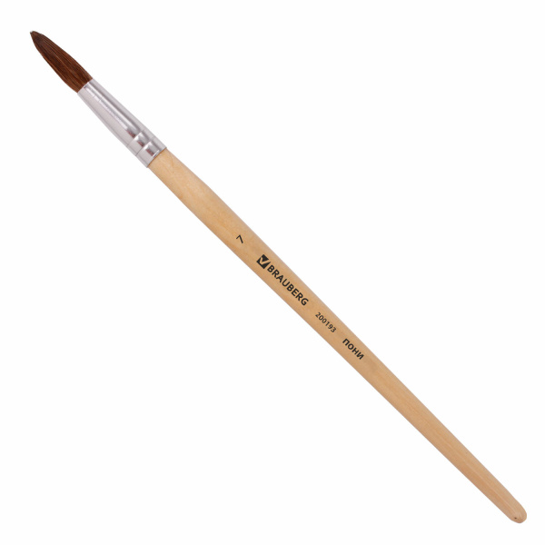 Кисть BRAUBERG пони, круглая, №7, 200193 Кисть BRAUBERG пони, круглая, №7, 200193