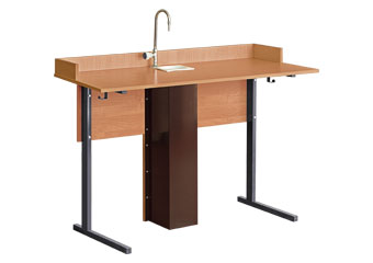 Стол лабораторный для химии сантехникой, 1200*600*755, пластик клен, м/к коричневый