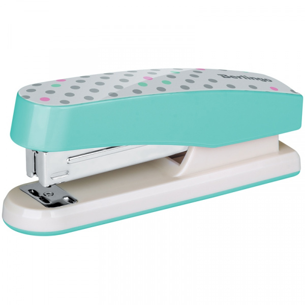Степлер №24/6, 26/6 Berlingo "Silk Touch", до 20л., пластиковый корпус, мятный H2027