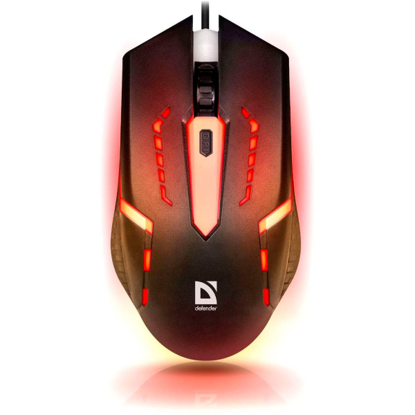 Мышь проводная DEFENDER Flash MB-600L, 800-1200 dpi, 4 кнопки + 1 колесо-кнопка, оптическая, черная,