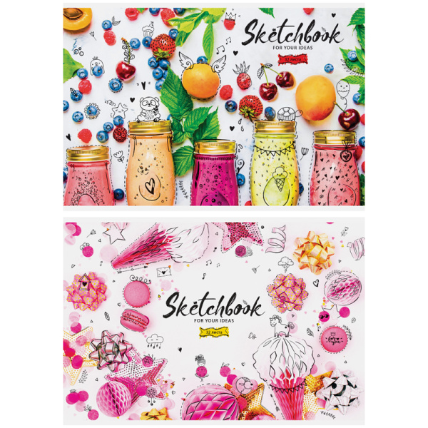 Альбом для рисования 32л., А4, на скрепке ArtSpace "Стиль. Bright sweets", эконом А32ф_20299