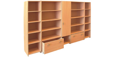 Стенка для игрушек 5секц, (шкаф-стелаж, пенал-стелаж с выкатн.ящ.-2шт;пенал-1шт) 2735*430*1620мм