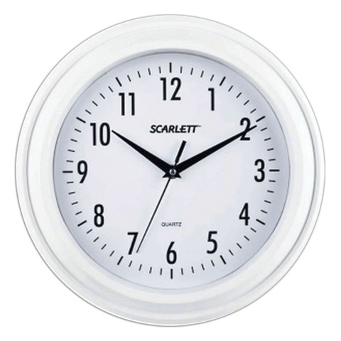 Часы настенные  SCARLETT с плавным ходом секундной стрелки,работают от одного элемента типа АА 1,5V