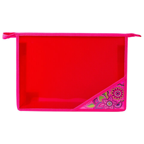 Папка для тетрадей BRAUBERG, А4, пластик, молния сверху, цв.угол, дев., розовые цветы, 224803