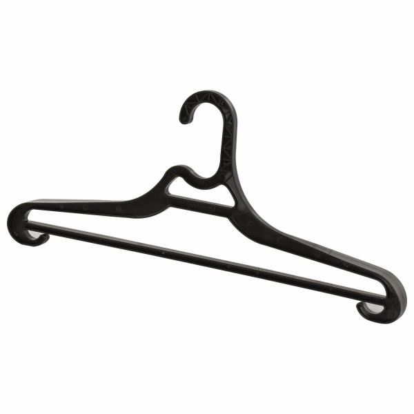 Вешалка-плечики р. 52-54, пластик, плоская, перекладина, крючки для бретелей, черная, BRABIX Вешалка-плечики р. 52-54, пластик, плоская, перекладина, крючки для бретелей, черная, BRABIX