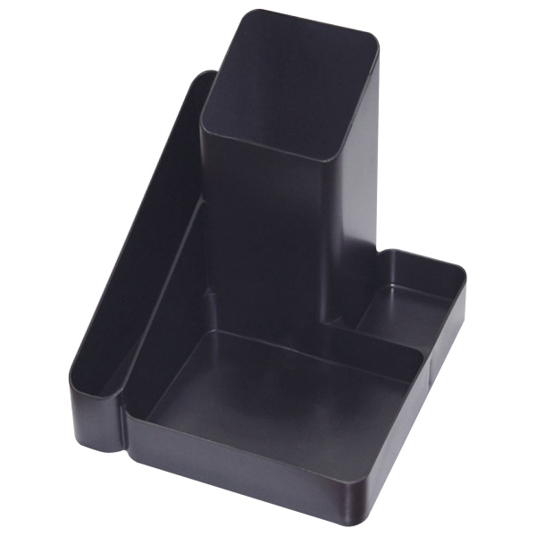 Подставка-органайзер СТАММ "Имидж", 115*122*111 мм, 4 отделения, черная, ОР31