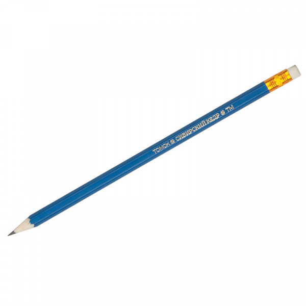 Карандаш ч/г Сибирский кедр ТМ (HB), с ластиком, заточен., ассорти СК225