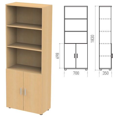 Шкаф полузакрытый "Канц", 700х350х1830мм, цвет бук (КОМПЛЕКТ)