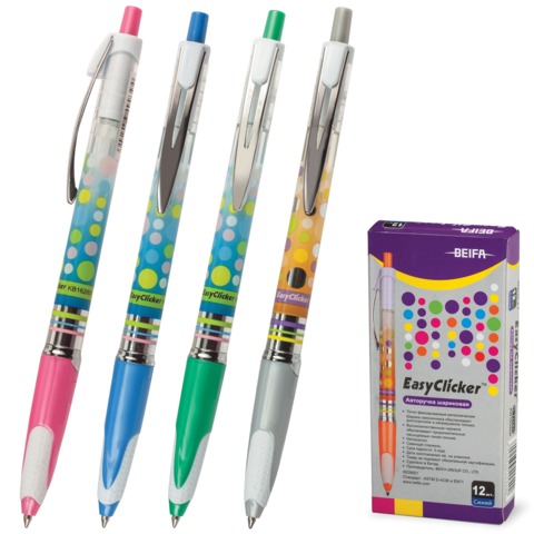 Ручка шариковая BEIFA (Бэйфа) автомат, корп.ассорти, рез.детали, пласт.наконеч, 0,7мм, KB162800, син