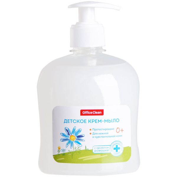 Мыло-крем жидкое ДЕТСКОЕ 500мл OfficeClean с ромашкой, антибактериальное, с дозатором