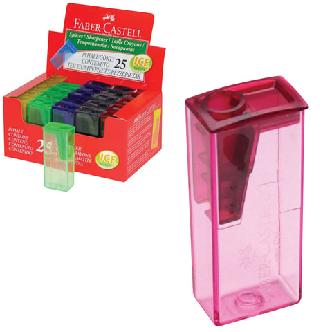 Точилка FABER-CASTELL (Германия), с контейнером, флуоресцентная ассорти, 581525