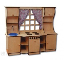 Кухонная стенка игровая большая, размер: 128*44*122 см. Материал: фанера.