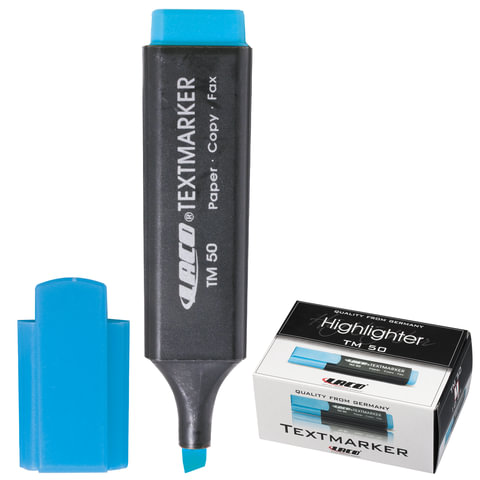 Текстмаркер LACO (ЛАКО, Германия), скошенный наконечник 1-6мм, голубой, ТМ50