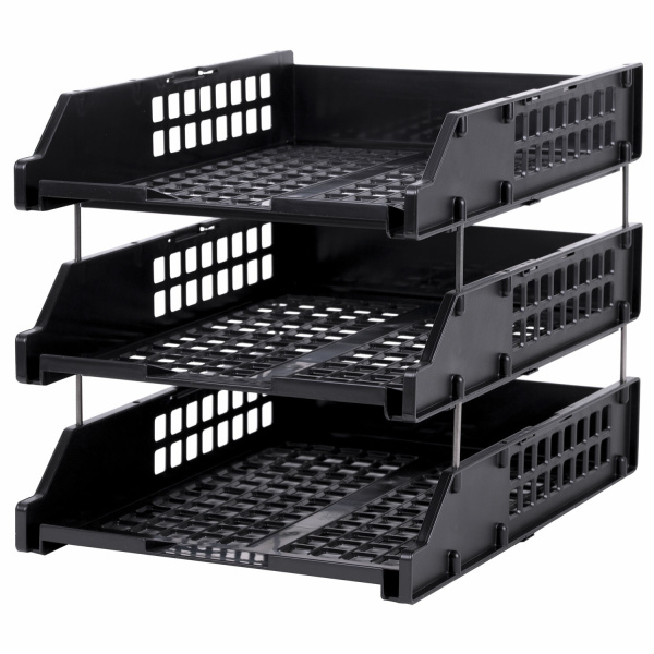 Лотки горизонтальные для бумаг, КОМПЛЕКТ 3 шт., 334х255х271 мм, черный, BRAUBERG GRAND OFFICE Лотки горизонтальные для бумаг, КОМПЛЕКТ 3 шт., 334х255х271 мм, черный, BRAUBERG GRAND OFFICE