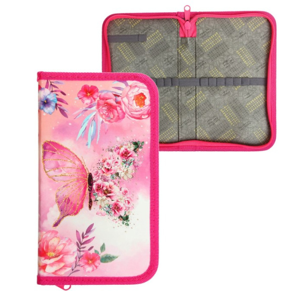 Пенал 1 секция Calligrata, 115 х 205 мм, "Бабочки", ламинированный картон