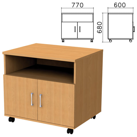 Тумба для оргтехники "Монолит", 770х600х680 мм, 2 двери, полка, цвет бук