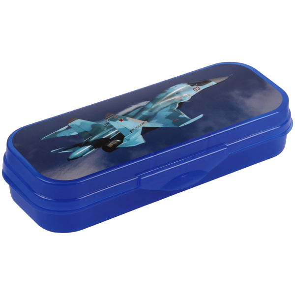 Пенал-футляр, 210*90*40 СТАММ "Самолет", пластик, синий