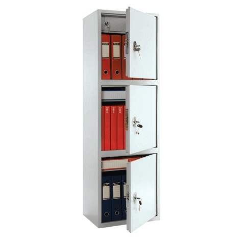 Шкаф металлический для документов Практик SL-150/3Т (в1490*ш460*г340мм;43кг), 3 отд., сварной