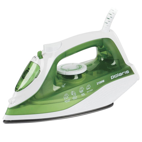 Утюг POLARIS PIR 2186, 2100 Вт, терморегулятор, антипригарная поверхность, самоочистка, лайм