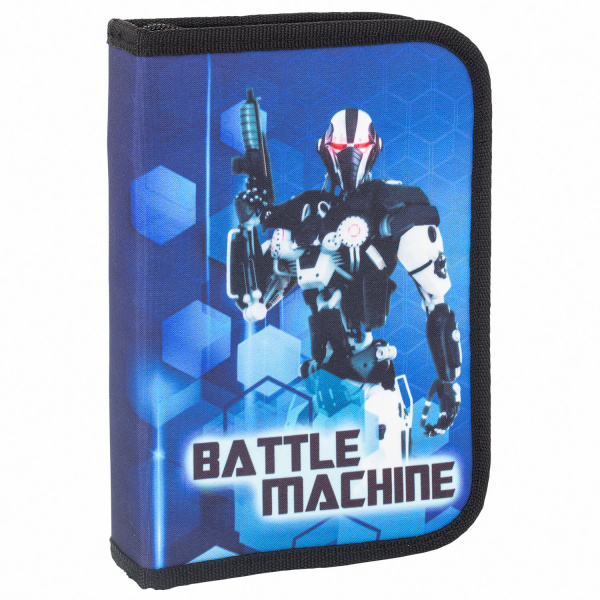 Пенал BRAUBERG с наполнением, 1 отделение, откидная планка, 24 предмета, 21х14 см, Robot, 270320