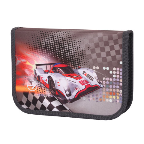 Пенал TIGER FAMILY (ТАЙГЕР), 1 отделение, откидная планка, "Киберкар", 20х14х4 см