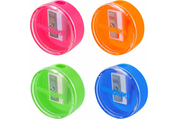 Точилка с контейнером ЮНЛАНДИЯ "ШАРИК НЕОН", неоновые цвета ассорти, 272511